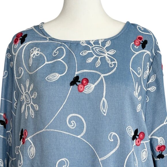 Ana & Rose Cherry Floral Embroidered Peplum Tunic Top NWT (2X) - Picture 5 of 14